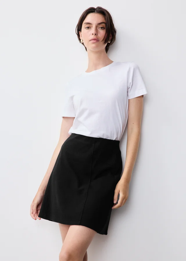 Black Brushed Mini Skirt