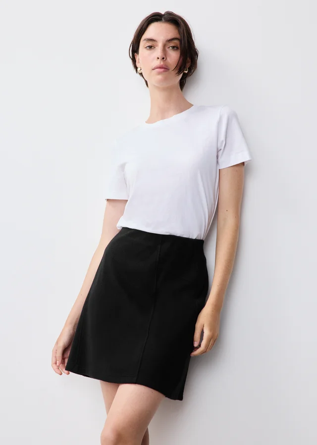 Black Brushed Mini Skirt