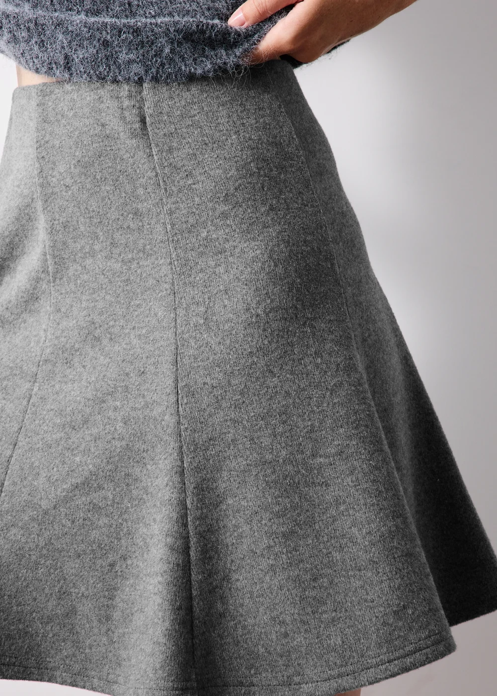 Grey Brushed Mini Skirt - 6 Image 3
