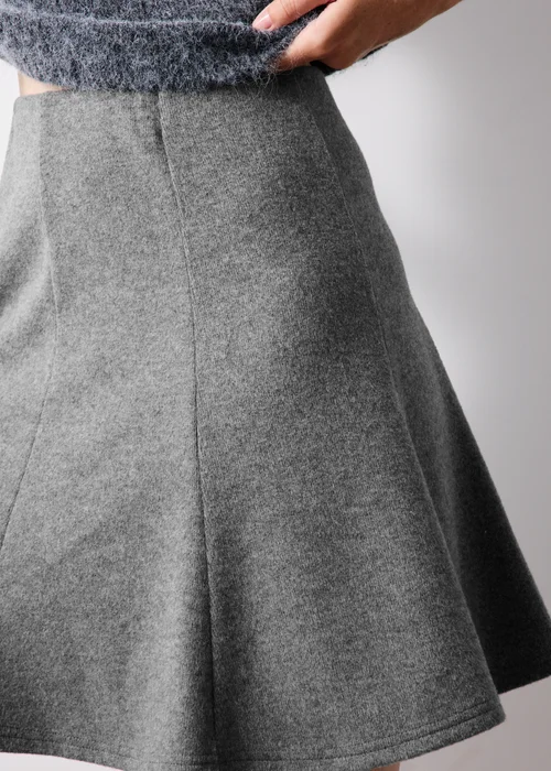 Grey Brushed Mini Skirt - 6 Image 3