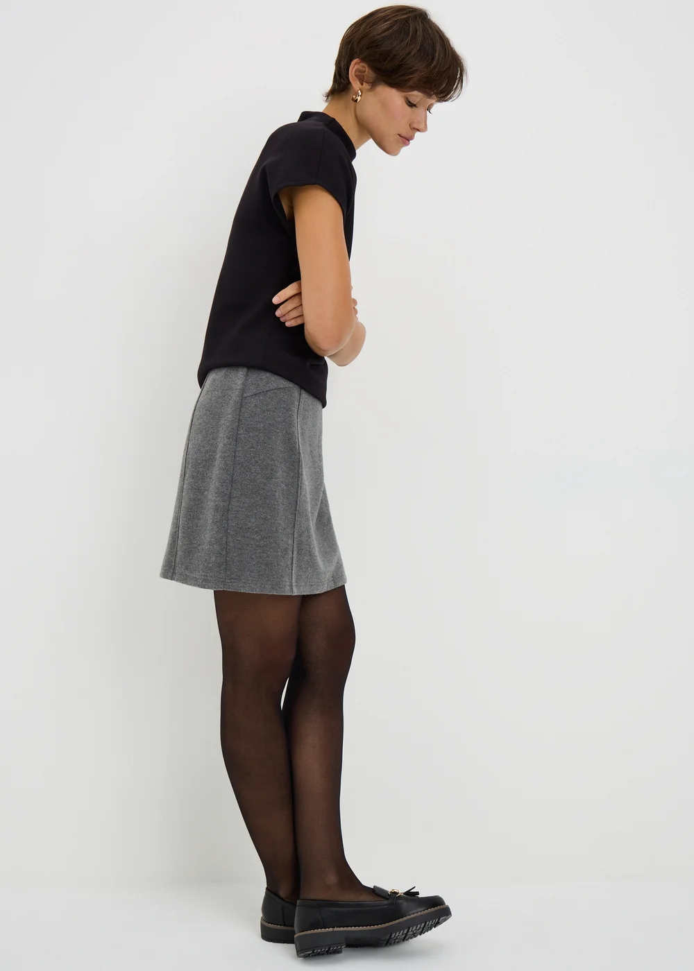 Grey Brushed Mini Skirt - 6 Image 2