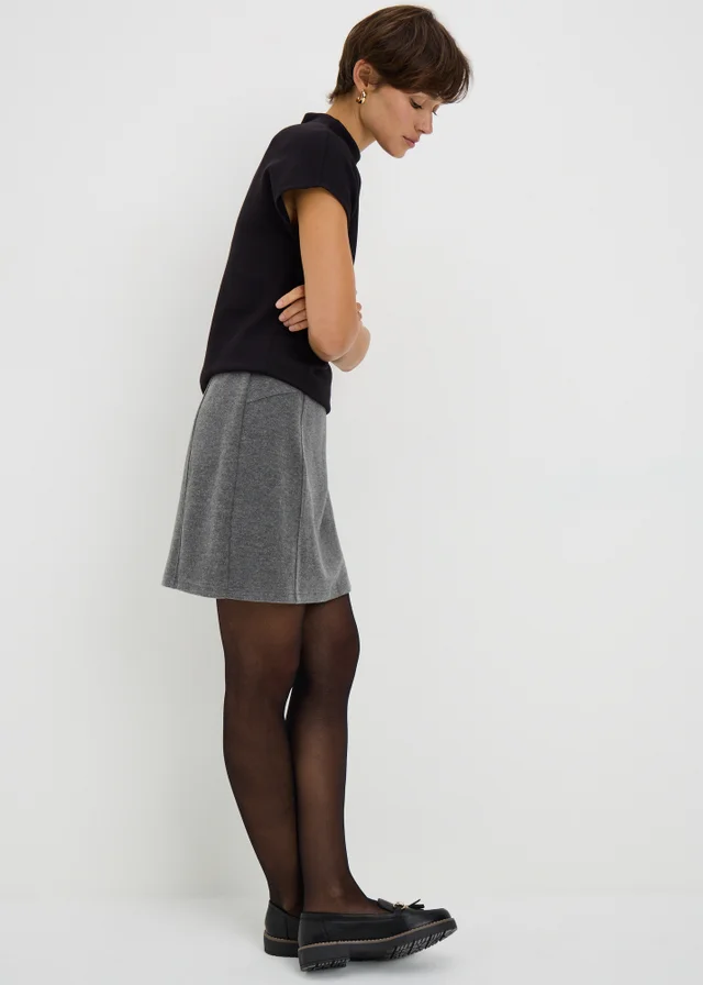 Grey Brushed Mini Skirt