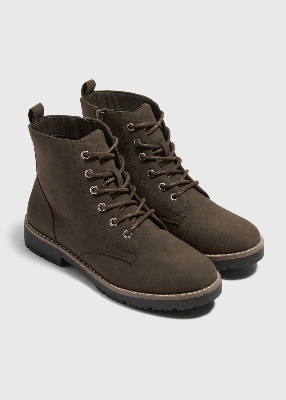 Brown Lace Up Boots - 3 Image 2