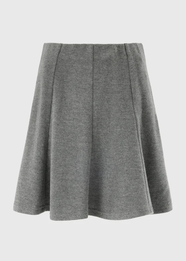 Grey Brushed Flippy Mini Skirt