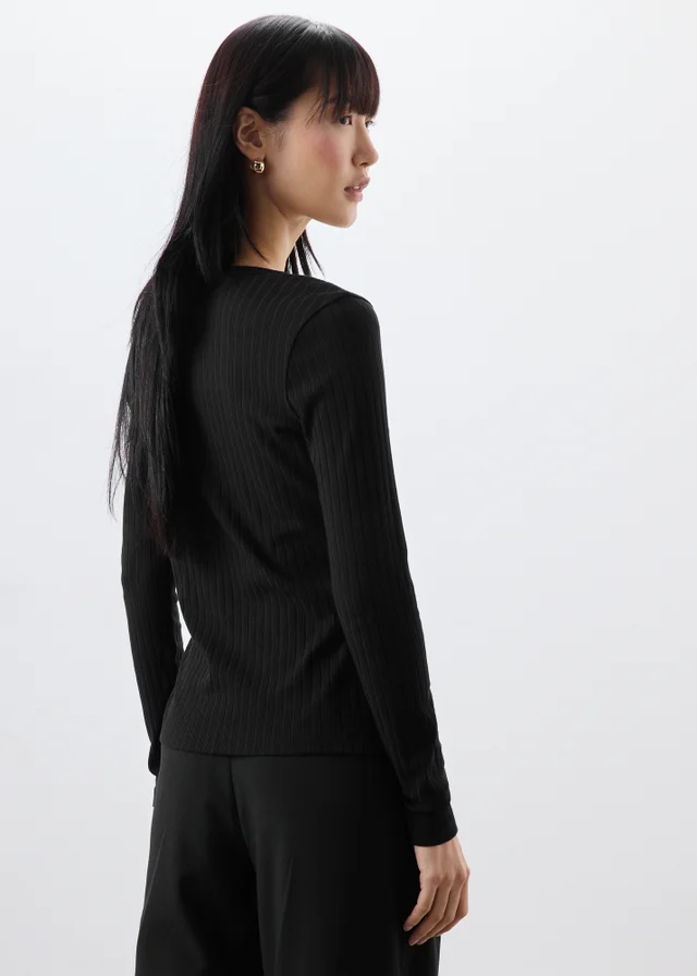Black Co Ord Front Button Cardigan