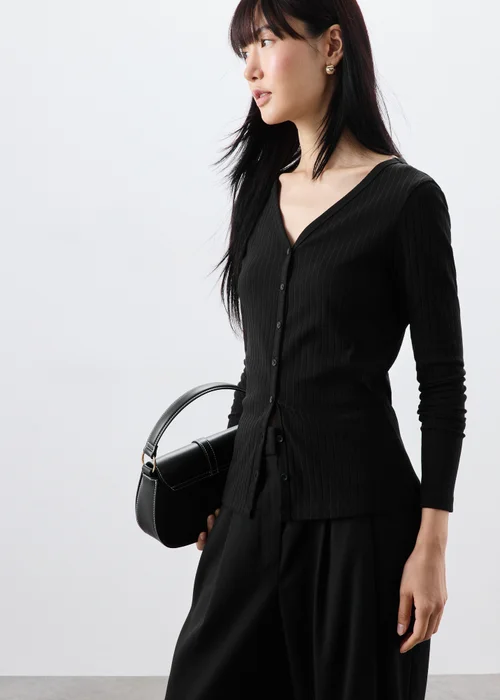Black Co Ord Front Button Cardigan - 14 Image 1
