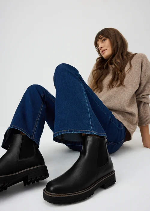 Black Faux Leather Chelsea Boot - 3 Image 1