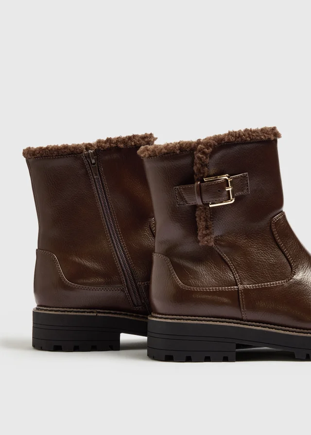 Taupe Fur Buckle Boots