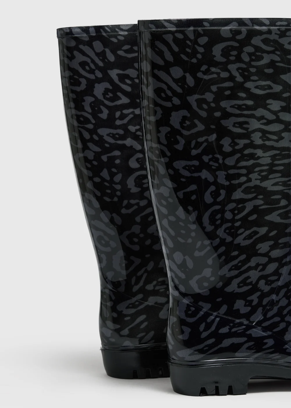 Black Tall Leopard Printed Wellies - 3 Image 2