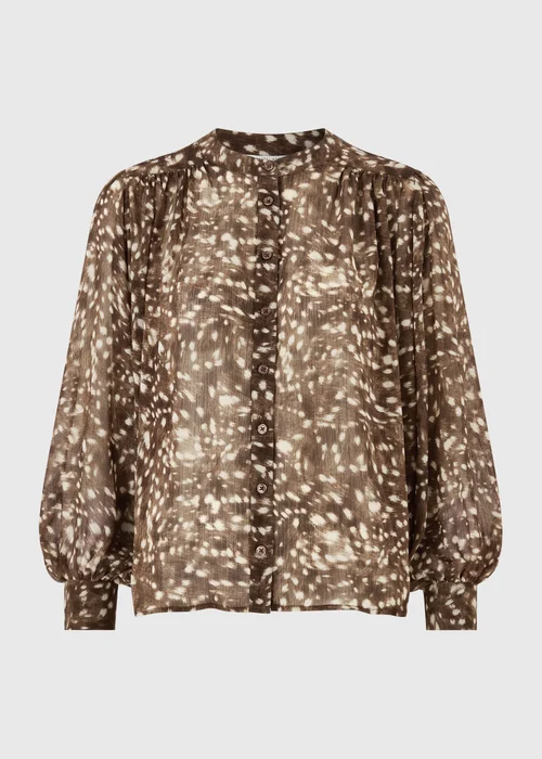 Brown Deer Print Animal Co Ord Blouse - 8 Image 5