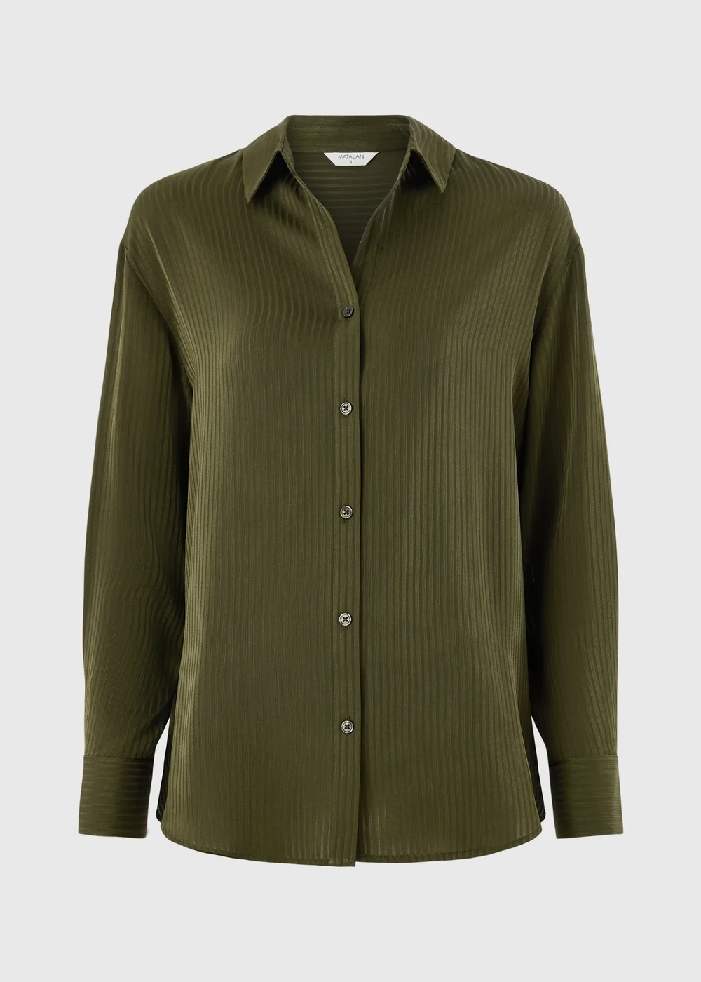 Khaki Textured Stripe Satin Shirt - 8 Image 4