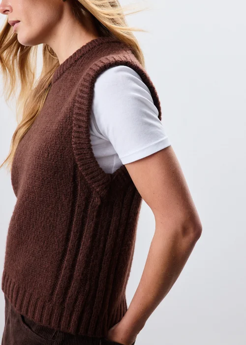 Brown Knitted Tank Top - XS Image 3