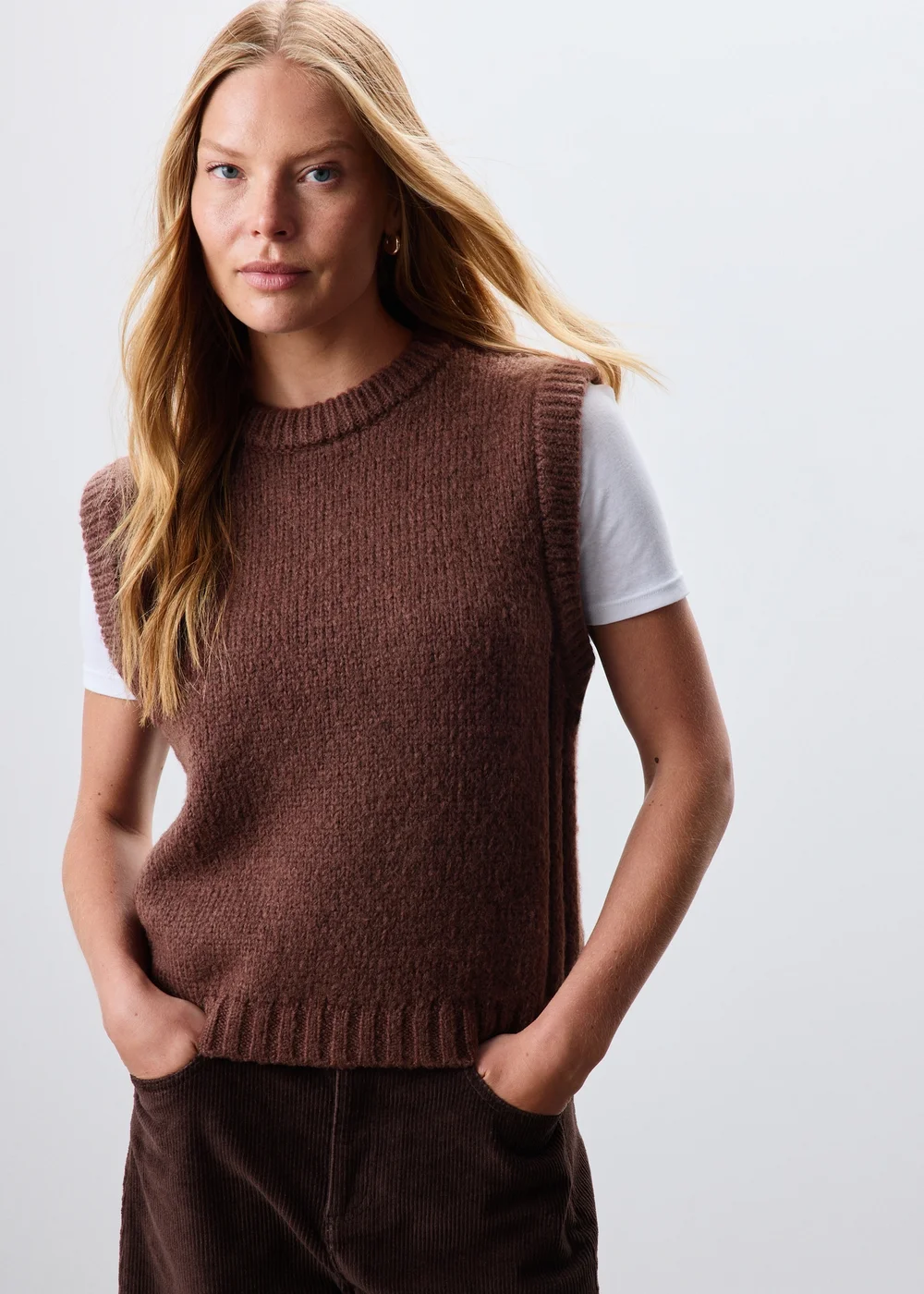 Brown Knitted Tank Top - XS Image 1