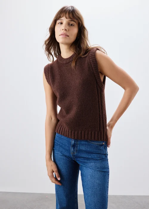 Brown Knitted Tank Top - XS Image 1