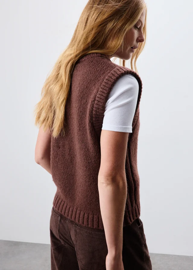 Brown Knitted Tank Top