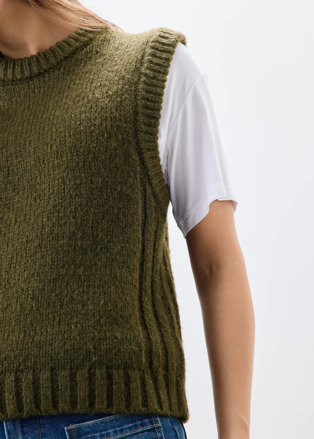 Khaki Knitted Tank Top - XS Image 3