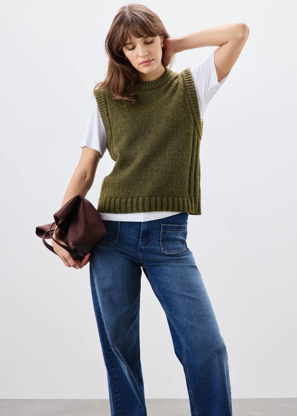 Khaki Knitted Tank Top - XS Image 4
