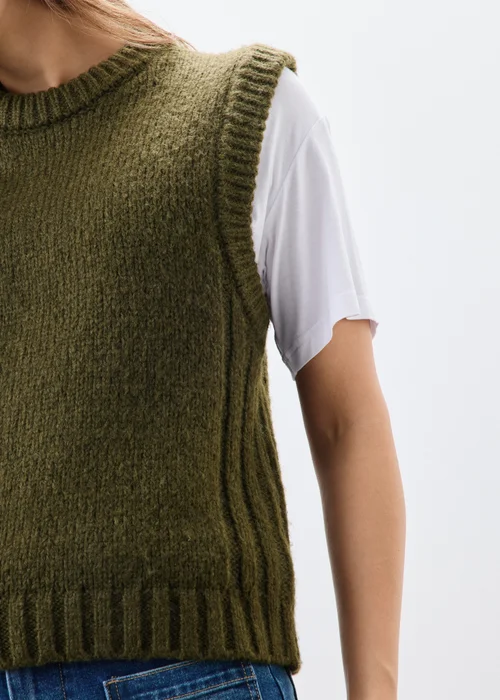 Khaki Knitted Tank Top - XS Image 5