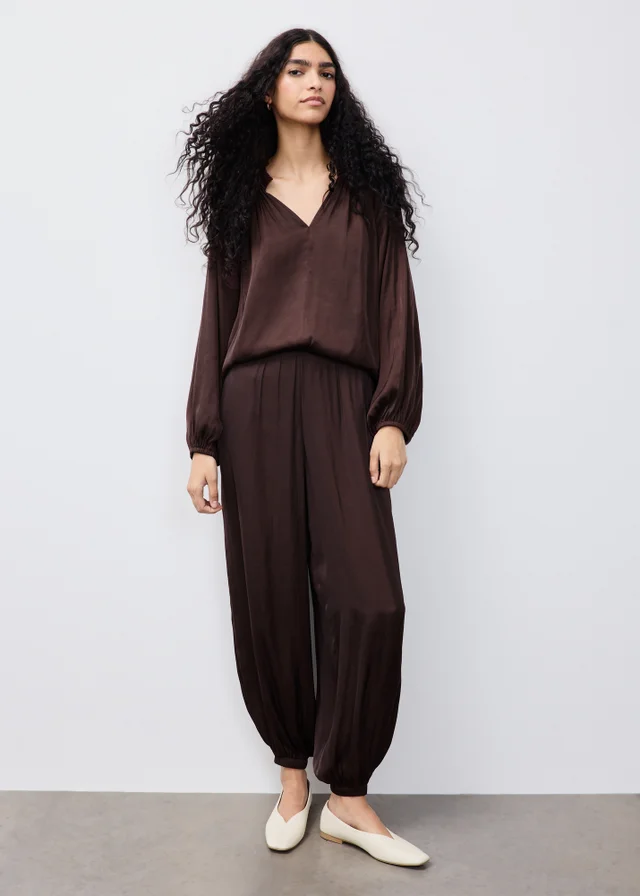 Wine Satin Co Ord Blouse