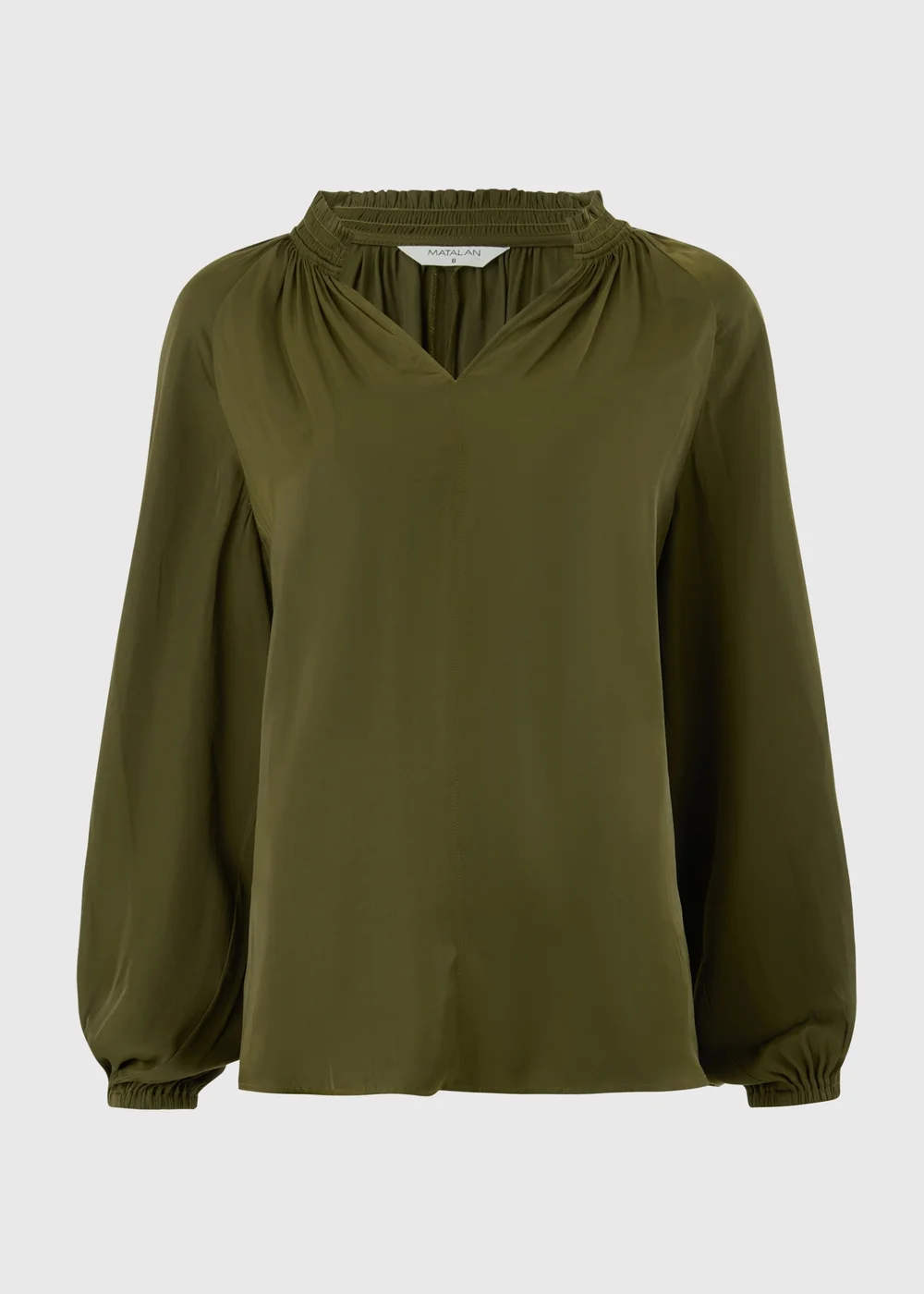 Khaki Satin Popover Co Ord Blouse - 8 Image 5