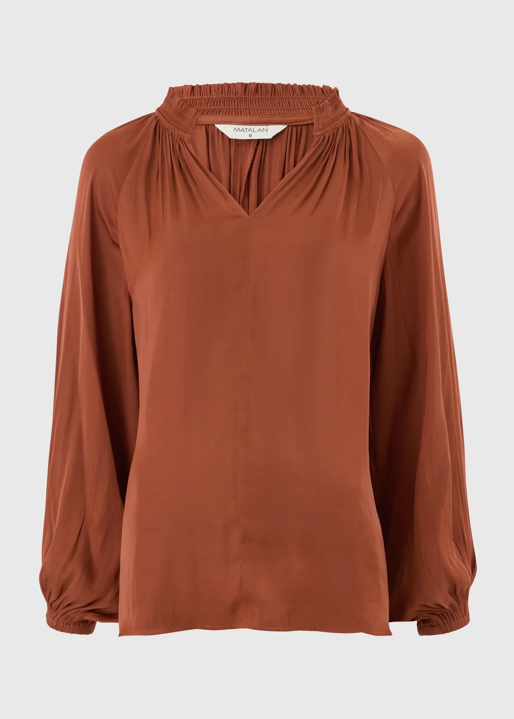 Terracotta Satin Popover Co Ord Blouse - 8 Image 3