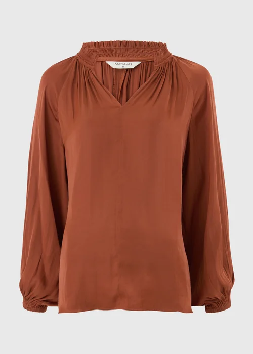 Terracotta Satin Popover Co Ord Blouse - 8 Image 3