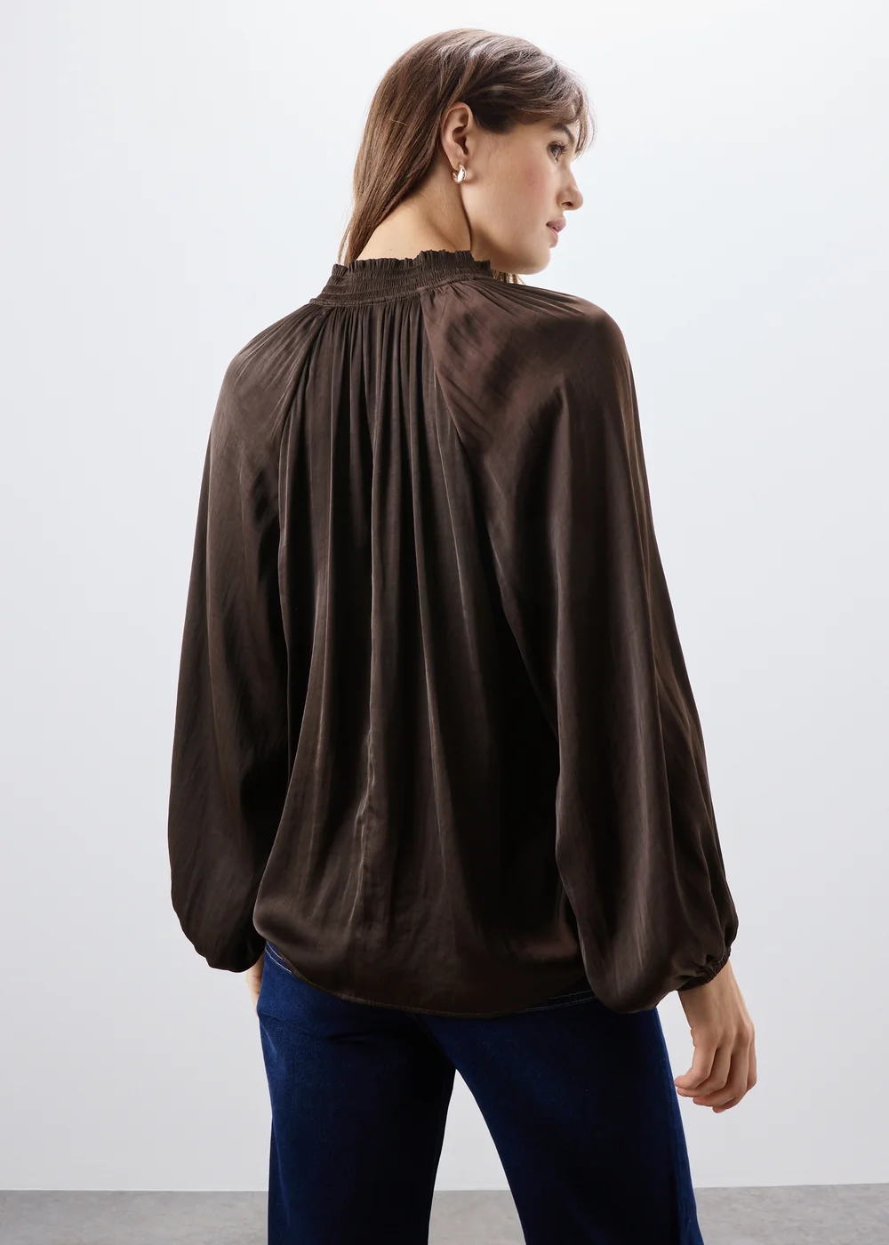 Brown Satin Popover Co Ord Blouse - 8 Image 2