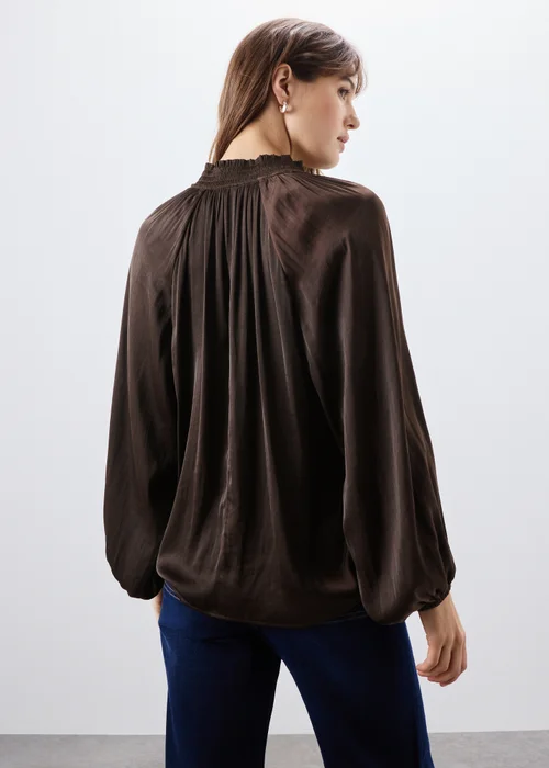 Brown Satin Popover Co Ord Blouse - 8 Image 2