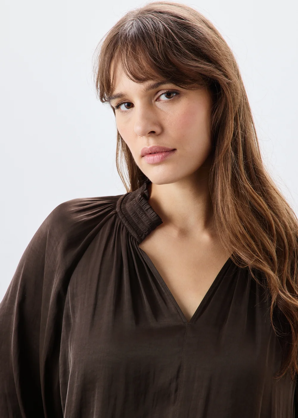 Brown Satin Popover Co Ord Blouse - 8 Image 3