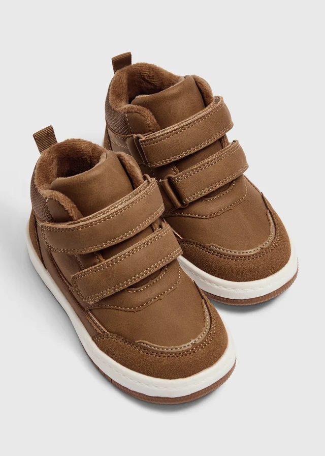 Boys Tan Double Strap High Top Boots (Younger 4-12)