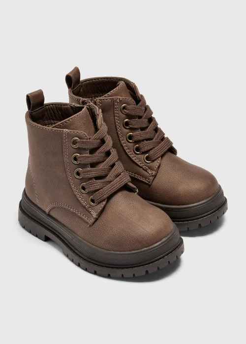 Boys Brown Hiker Boots (Younger 4-12) - 4 Infants Image 1