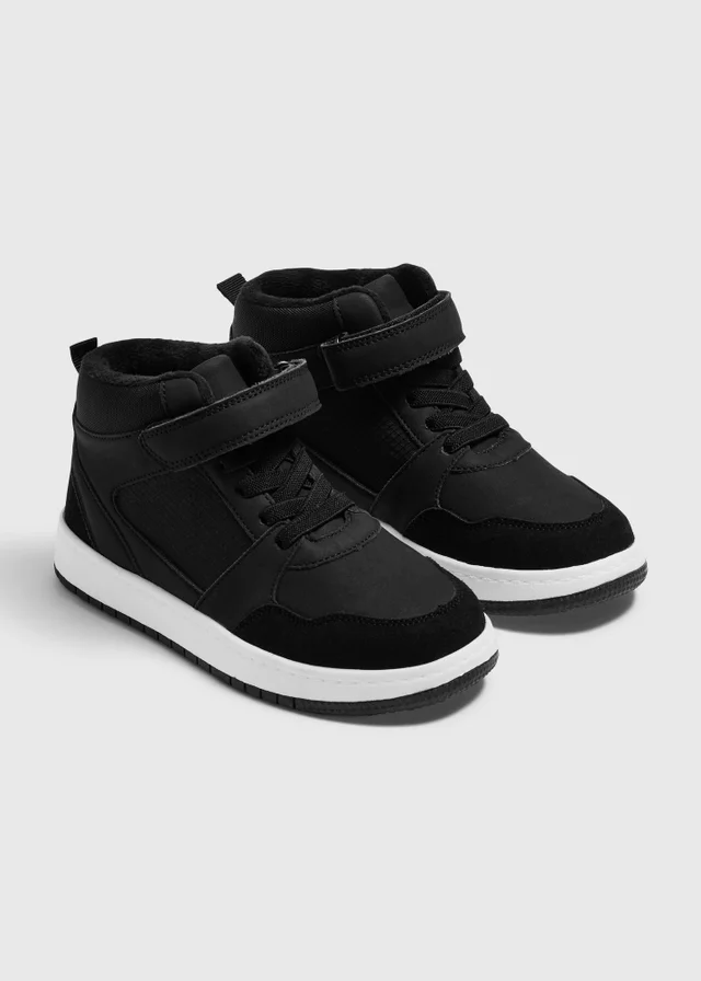 Boys Black Velcro High Top Trainers (Younger 10-Older 6)