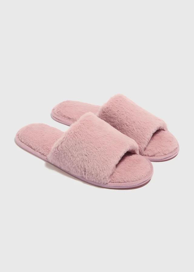 Pink Fur Slider Slippers