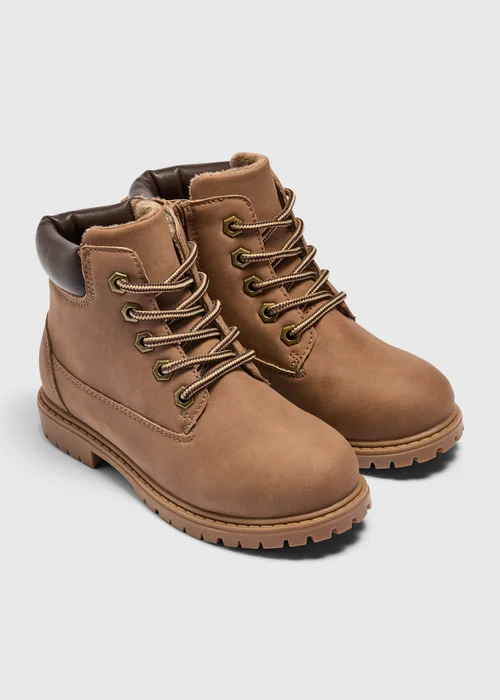 Boys Tan Lace-Up Hiking Boots - 10 Infants Image 1