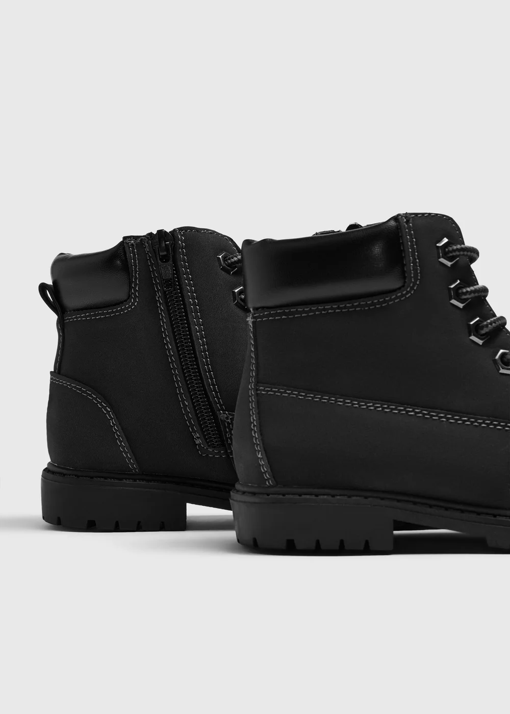 Boys Black Lace-Up Ankle Boots - 10 Infants Image 2