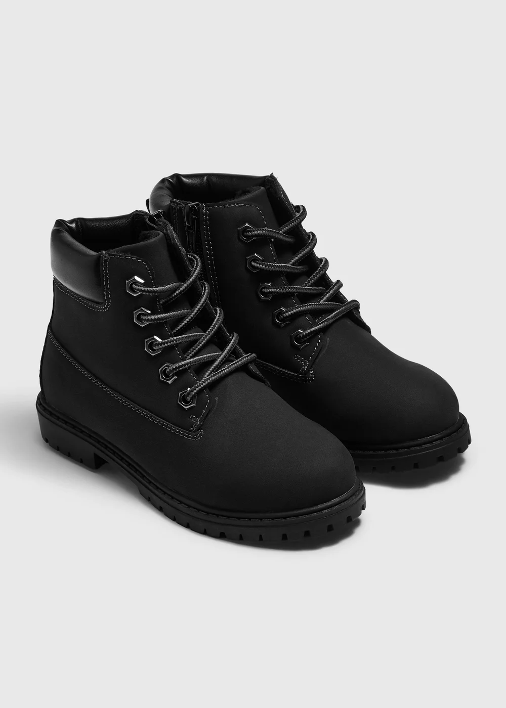 Boys Black Lace-Up Ankle Boots - 10 Infants Image 1