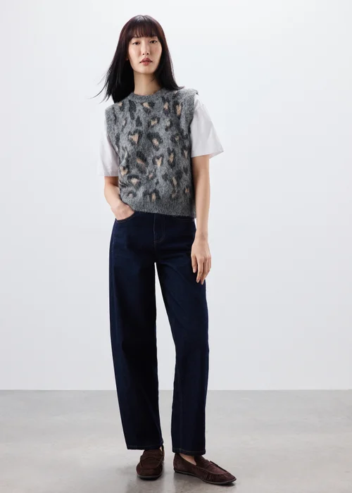 Grey Animal Print Knitted Tank Top - XS Image 4