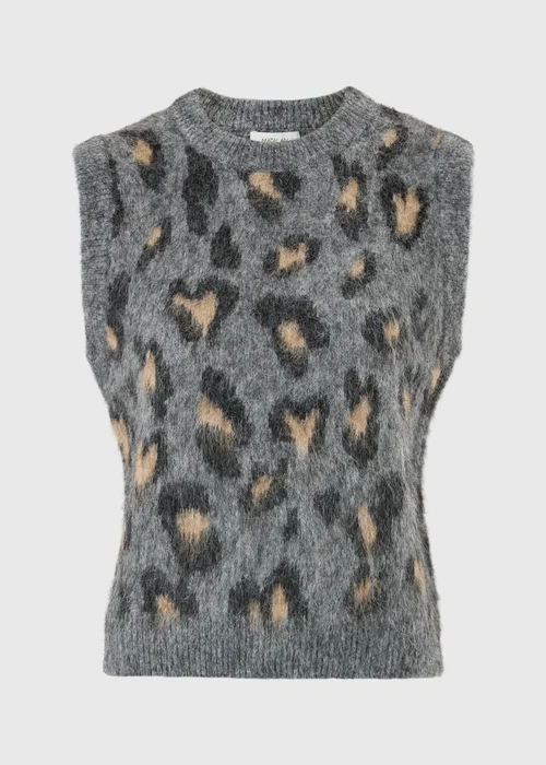 Grey Animal Print Knitted Tank Top - XS Image 5