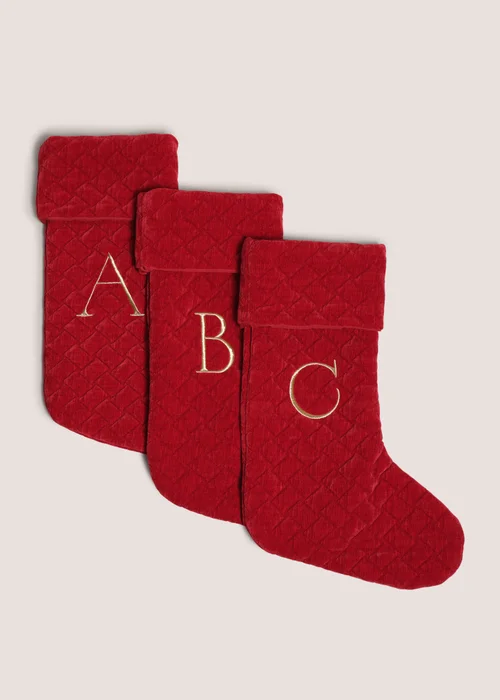 Red Alphabet Quilted Stocking - A Image 1