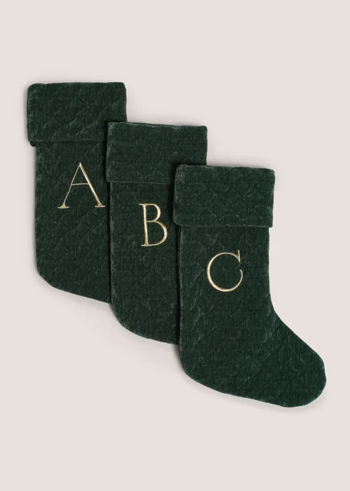 Green Quilted Alphabet Stocking - A Image 1