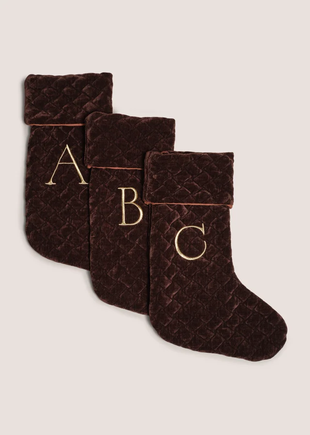 Brown Quilted Alphabet Stocking