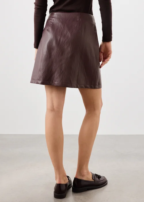 Wine PU Double Pocket Mini Skirt - 8 Image 3