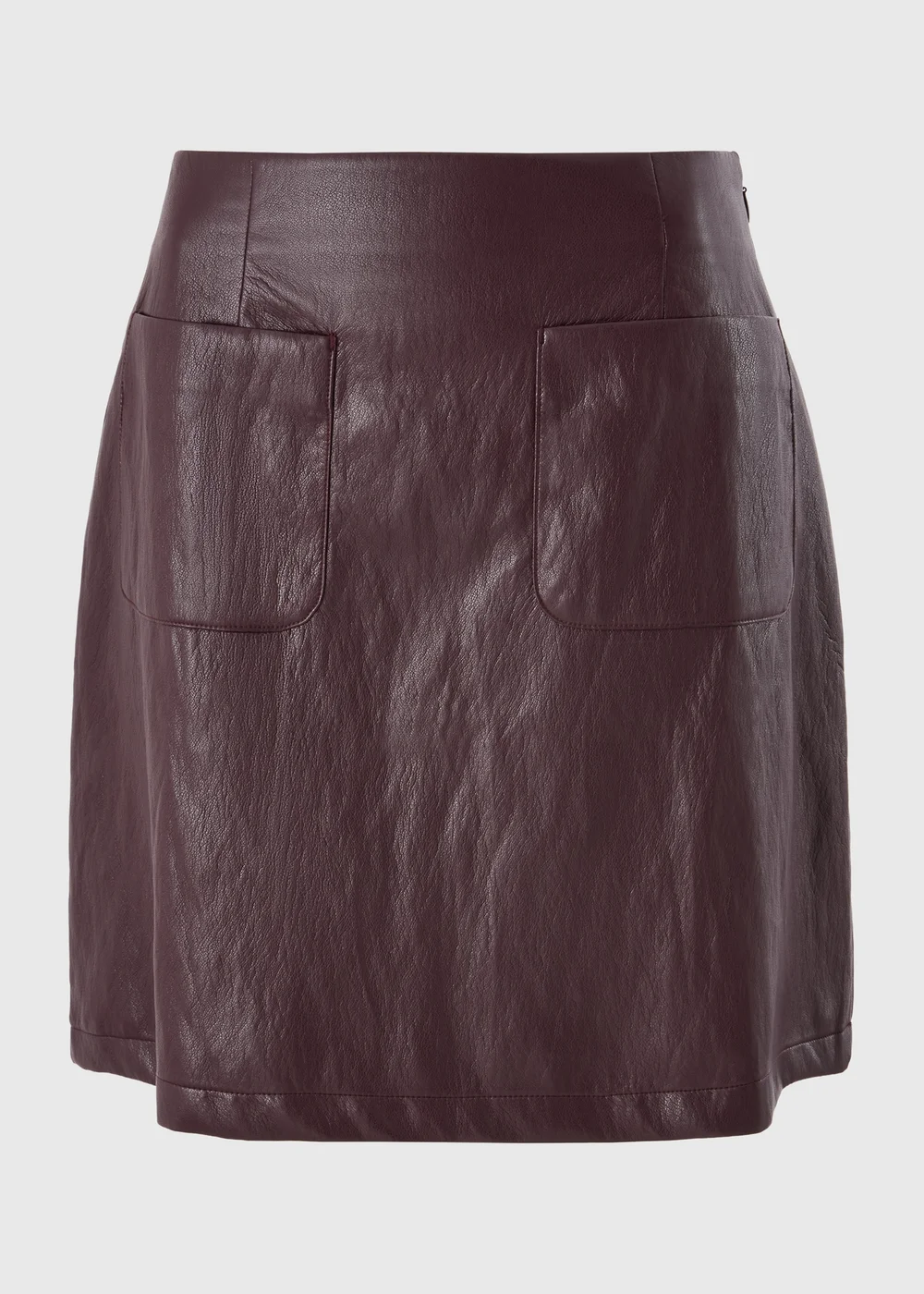 Wine PU Double Pocket Mini Skirt - 8 Image 1