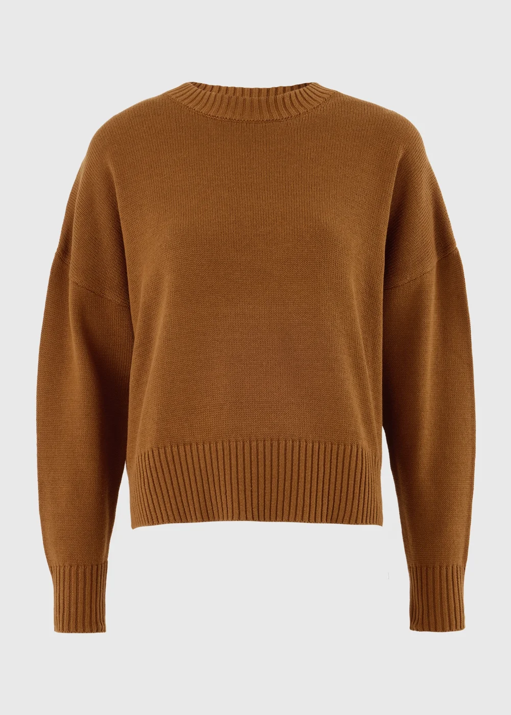 Brown Rib Hem Knitted Jumper - XS Image 5