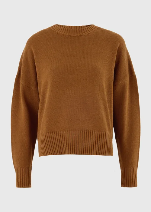 Brown Rib Hem Knitted Jumper - XS Image 5
