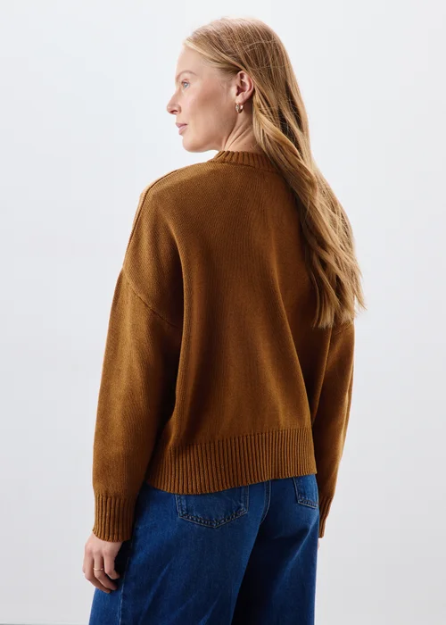 Brown Rib Hem Knitted Jumper - XS Image 2