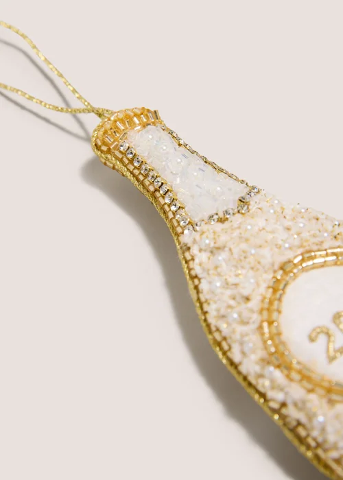 Cream Christmas Bottle Hanging Decoration Image 2