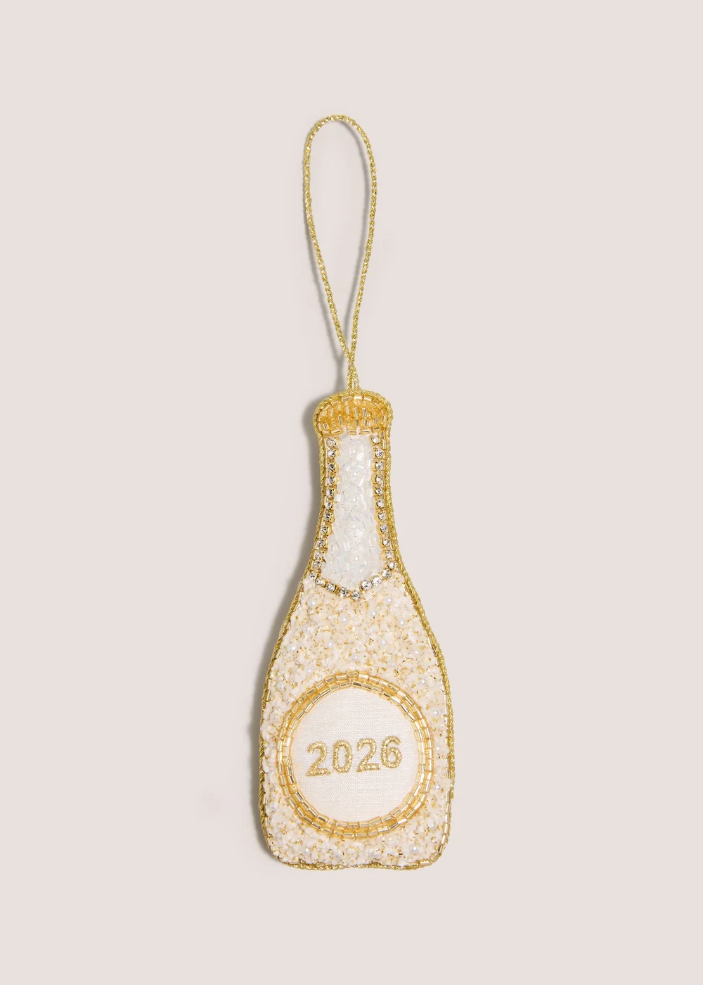 Cream Christmas Bottle Hanging Decoration Image 1
