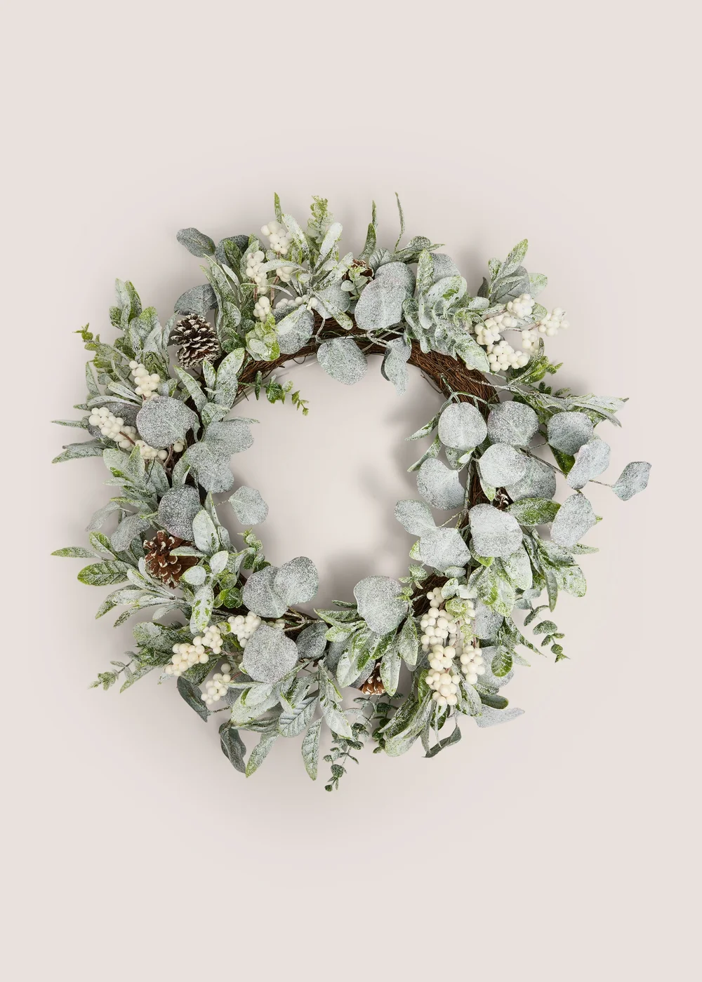 White Berry Pre-lit Christmas Wreath Image 1