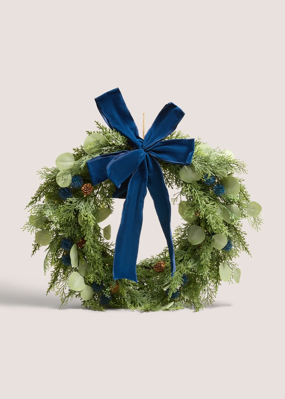 Navy Winter Berry Pre-Lit Christmas Wreath Image 1
